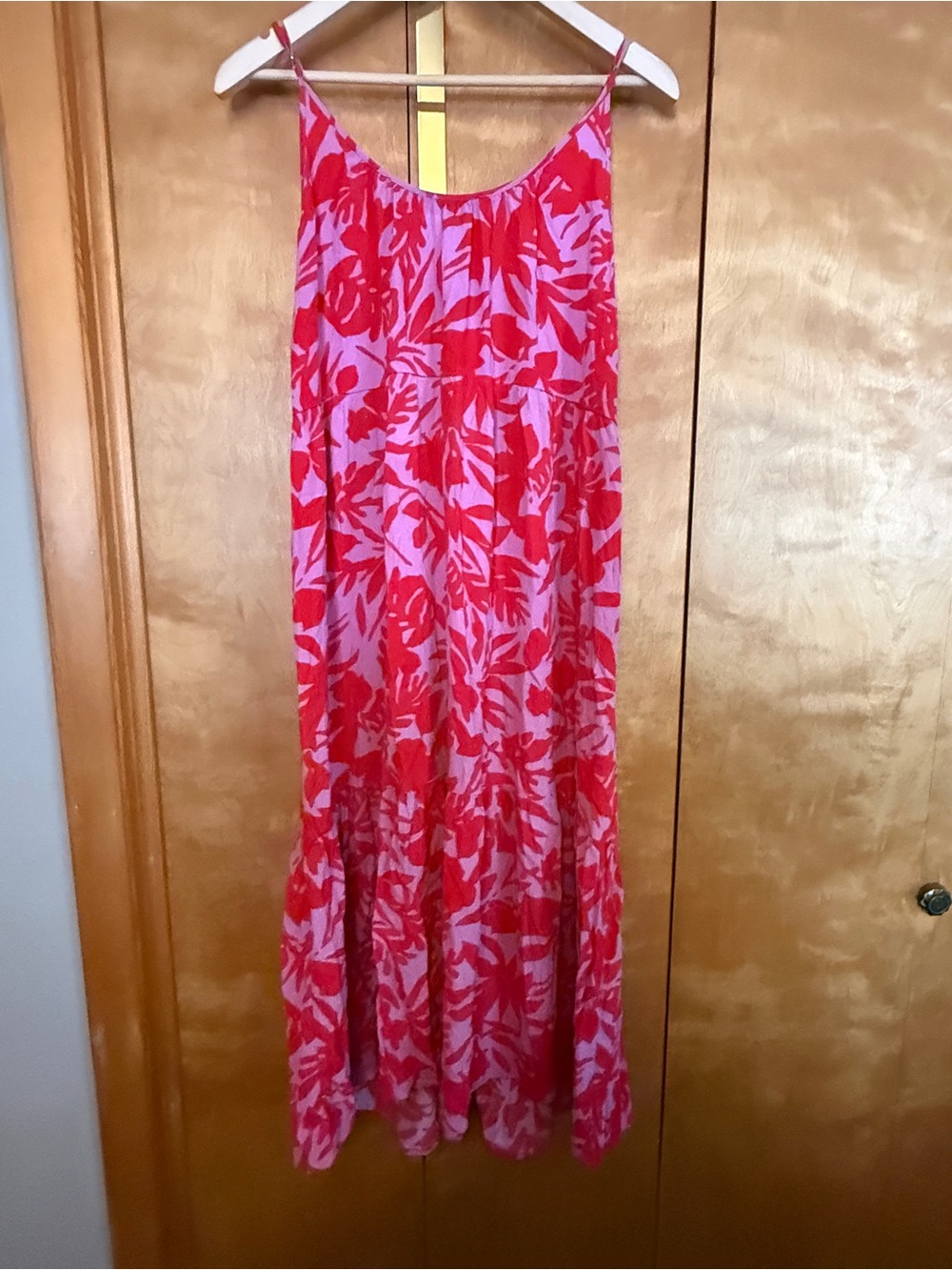 LOFT Pink & Red Floral Maxi Sundress Size Medium - Picture 6 of 9